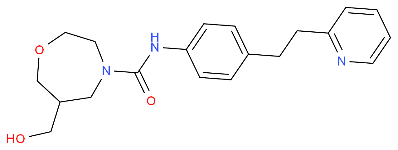6-(hydroxymethyl)-N-[4-(2-pyridin-2-ylethyl)phenyl]-1,4-oxazepane-4-carboxamide_Molecular_structure_CAS_)
