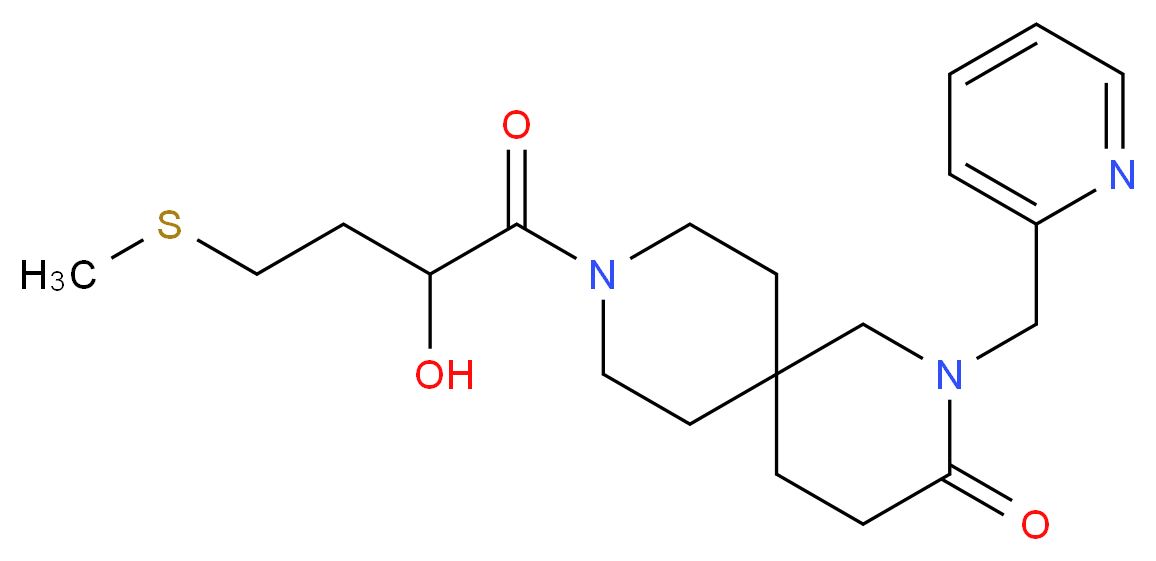 9-[2-hydroxy-4-(methylthio)butanoyl]-2-(pyridin-2-ylmethyl)-2,9-diazaspiro[5.5]undecan-3-one_Molecular_structure_CAS_)
