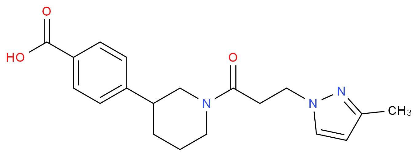 4-{1-[3-(3-methyl-1H-pyrazol-1-yl)propanoyl]piperidin-3-yl}benzoic acid_Molecular_structure_CAS_)