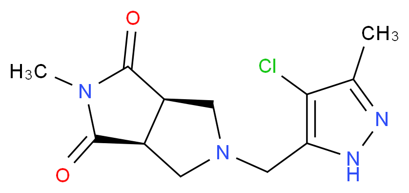 (3aR*,6aS*)-5-[(4-chloro-3-methyl-1H-pyrazol-5-yl)methyl]-2-methyltetrahydropyrrolo[3,4-c]pyrrole-1,3(2H,3aH)-dione_Molecular_structure_CAS_)