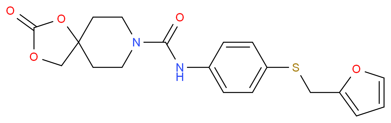 N-{4-[(2-furylmethyl)thio]phenyl}-2-oxo-1,3-dioxa-8-azaspiro[4.5]decane-8-carboxamide_Molecular_structure_CAS_)
