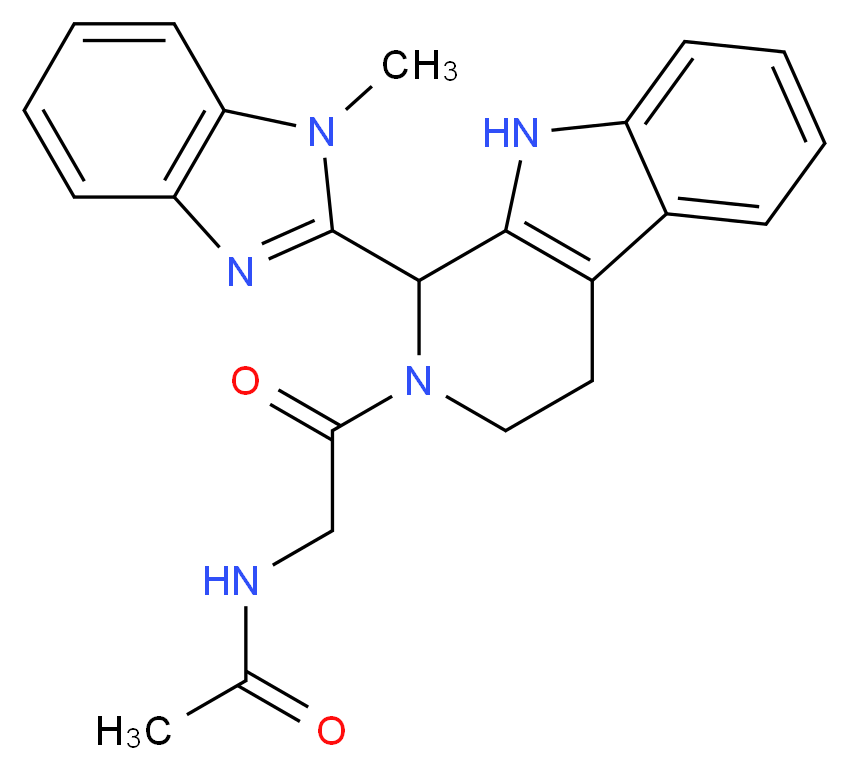 N-{2-[1-(1-methyl-1H-benzimidazol-2-yl)-1,3,4,9-tetrahydro-2H-beta-carbolin-2-yl]-2-oxoethyl}acetamide (non-preferred name)_Molecular_structure_CAS_)