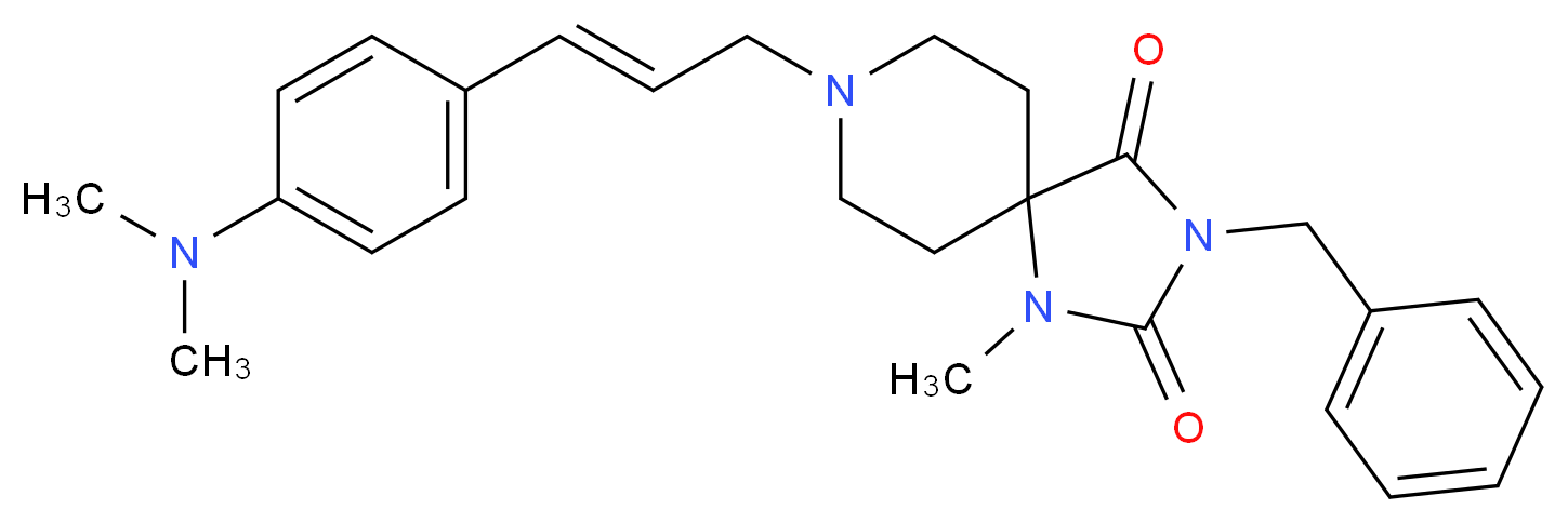3-benzyl-8-{(2E)-3-[4-(dimethylamino)phenyl]-2-propen-1-yl}-1-methyl-1,3,8-triazaspiro[4.5]decane-2,4-dione_Molecular_structure_CAS_)