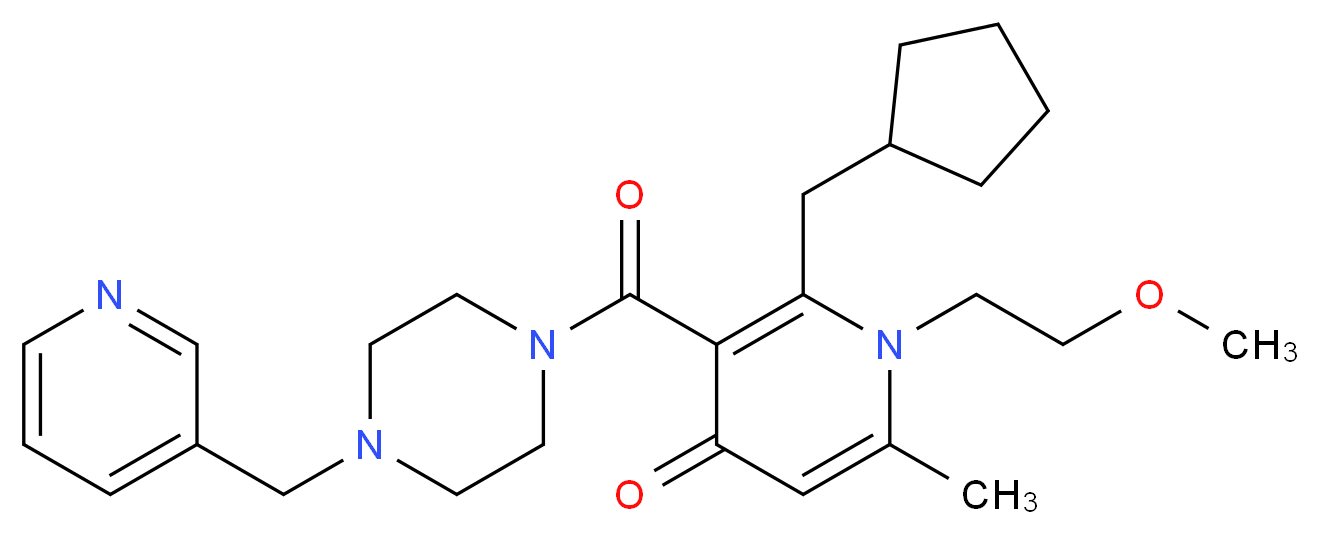 2-(cyclopentylmethyl)-1-(2-methoxyethyl)-6-methyl-3-{[4-(3-pyridinylmethyl)-1-piperazinyl]carbonyl}-4(1H)-pyridinone_Molecular_structure_CAS_)