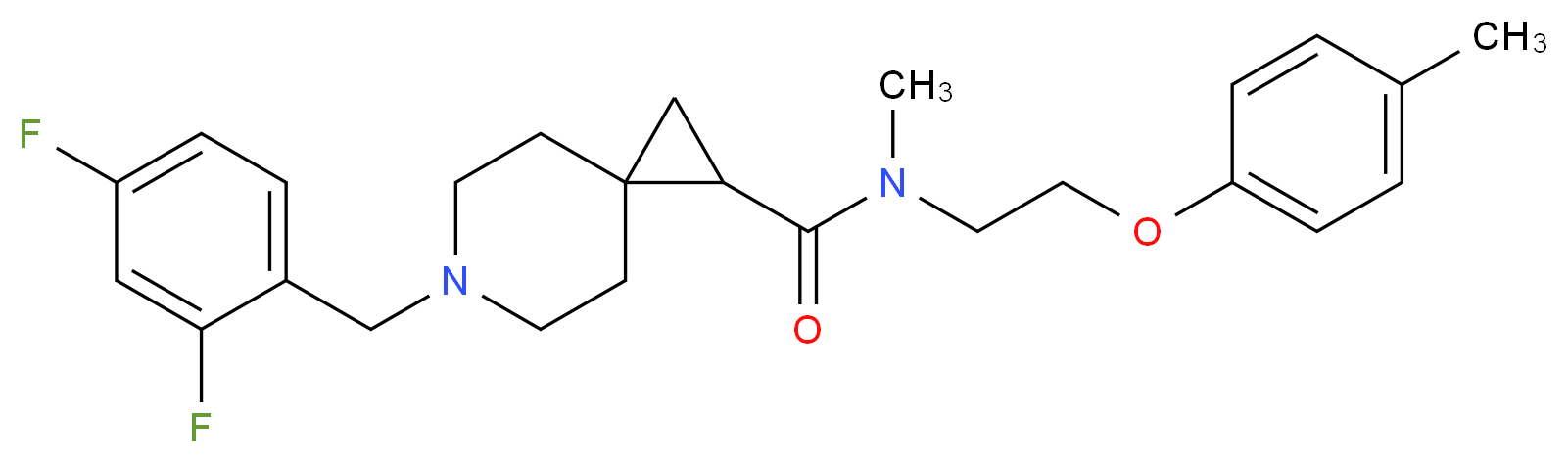 6-(2,4-difluorobenzyl)-N-methyl-N-[2-(4-methylphenoxy)ethyl]-6-azaspiro[2.5]octane-1-carboxamide_Molecular_structure_CAS_)