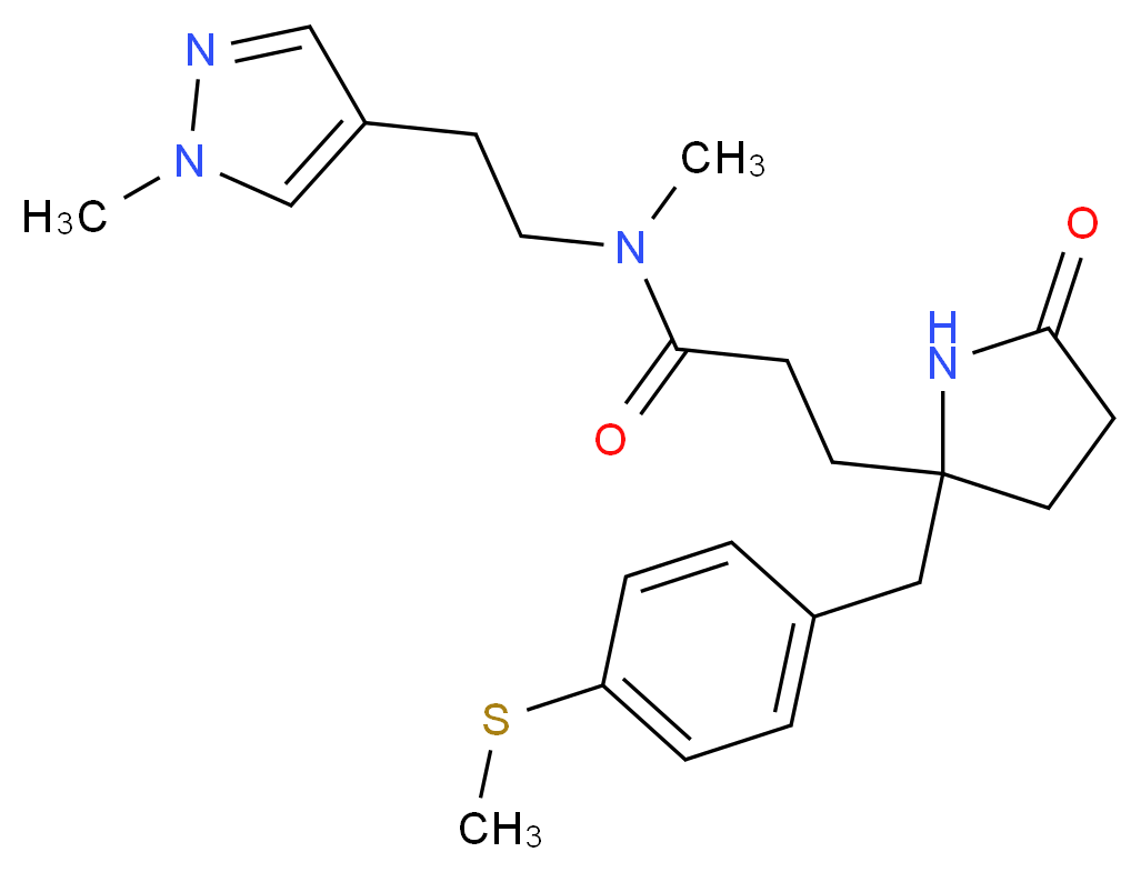 N-methyl-N-[2-(1-methyl-1H-pyrazol-4-yl)ethyl]-3-{2-[4-(methylthio)benzyl]-5-oxo-2-pyrrolidinyl}propanamide_Molecular_structure_CAS_)