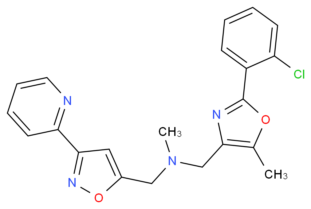 1-[2-(2-chlorophenyl)-5-methyl-1,3-oxazol-4-yl]-N-methyl-N-[(3-pyridin-2-ylisoxazol-5-yl)methyl]methanamine_Molecular_structure_CAS_)