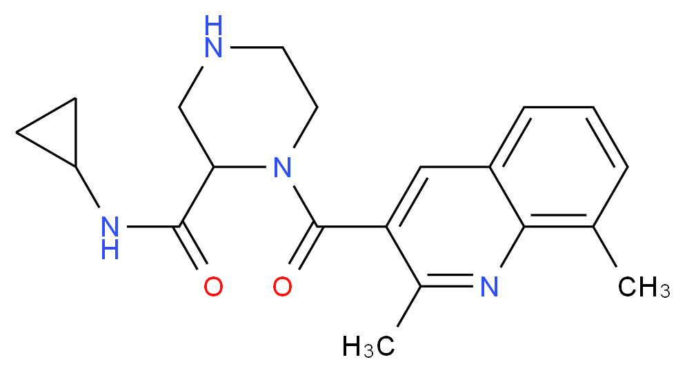 N-cyclopropyl-1-[(2,8-dimethyl-3-quinolinyl)carbonyl]-2-piperazinecarboxamide_Molecular_structure_CAS_)