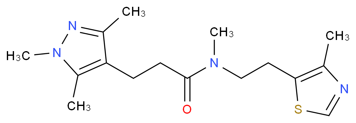 N-methyl-N-[2-(4-methyl-1,3-thiazol-5-yl)ethyl]-3-(1,3,5-trimethyl-1H-pyrazol-4-yl)propanamide_Molecular_structure_CAS_)