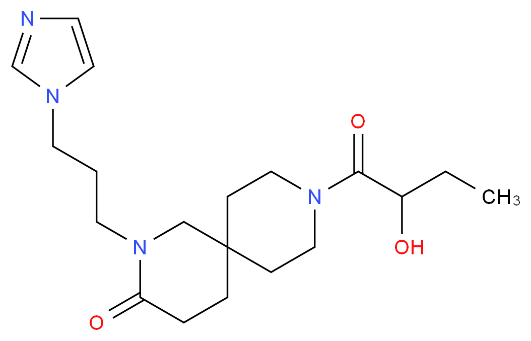 9-(2-hydroxybutanoyl)-2-[3-(1H-imidazol-1-yl)propyl]-2,9-diazaspiro[5.5]undecan-3-one_Molecular_structure_CAS_)