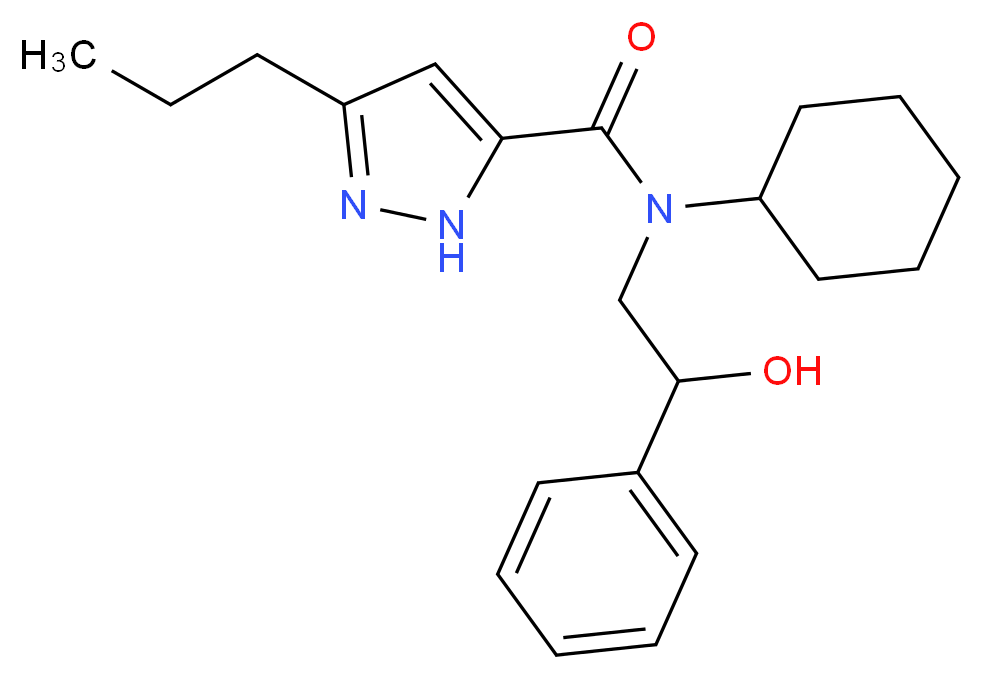 N-cyclohexyl-N-(2-hydroxy-2-phenylethyl)-3-propyl-1H-pyrazole-5-carboxamide_Molecular_structure_CAS_)