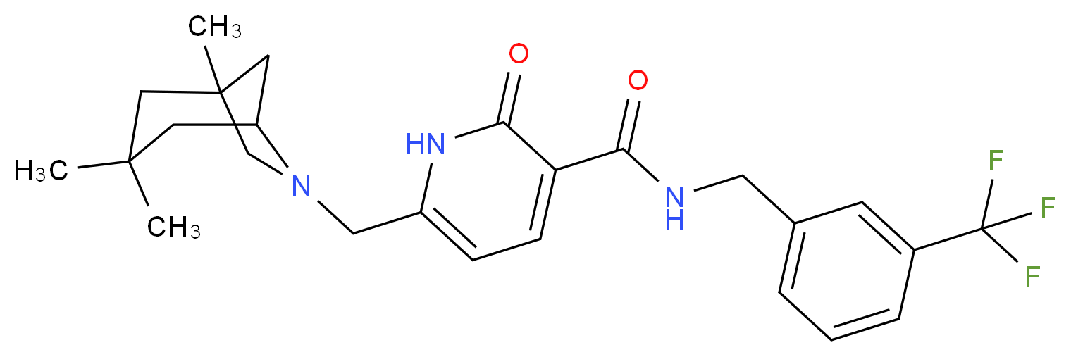 2-oxo-N-[3-(trifluoromethyl)benzyl]-6-[(1,3,3-trimethyl-6-azabicyclo[3.2.1]oct-6-yl)methyl]-1,2-dihydro-3-pyridinecarboxamide_Molecular_structure_CAS_)