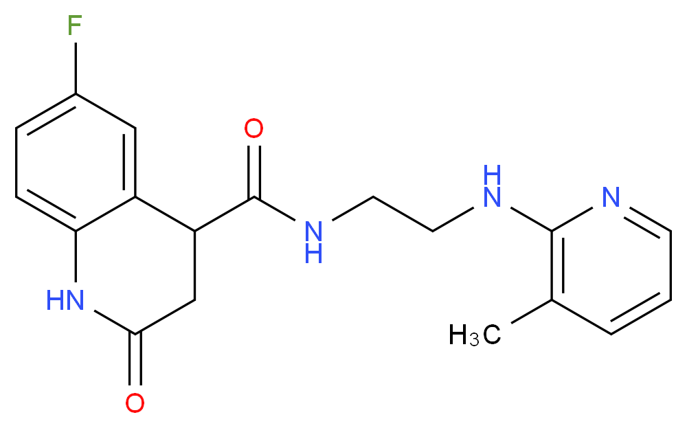 6-fluoro-N-{2-[(3-methyl-2-pyridinyl)amino]ethyl}-2-oxo-1,2,3,4-tetrahydro-4-quinolinecarboxamide_Molecular_structure_CAS_)