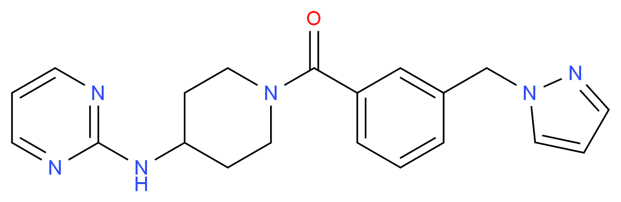 N-{1-[3-(1H-pyrazol-1-ylmethyl)benzoyl]piperidin-4-yl}pyrimidin-2-amine_Molecular_structure_CAS_)