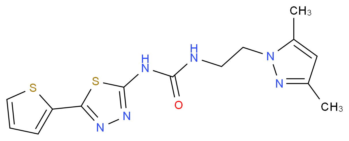 N-[2-(3,5-dimethyl-1H-pyrazol-1-yl)ethyl]-N'-[5-(2-thienyl)-1,3,4-thiadiazol-2-yl]urea_Molecular_structure_CAS_)
