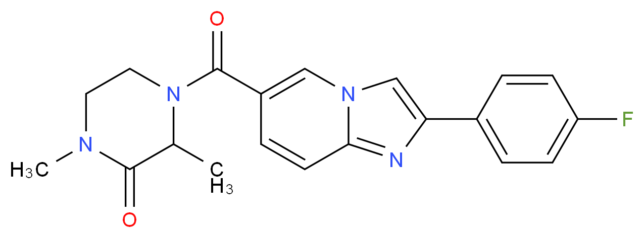 4-{[2-(4-fluorophenyl)imidazo[1,2-a]pyridin-6-yl]carbonyl}-1,3-dimethylpiperazin-2-one_Molecular_structure_CAS_)