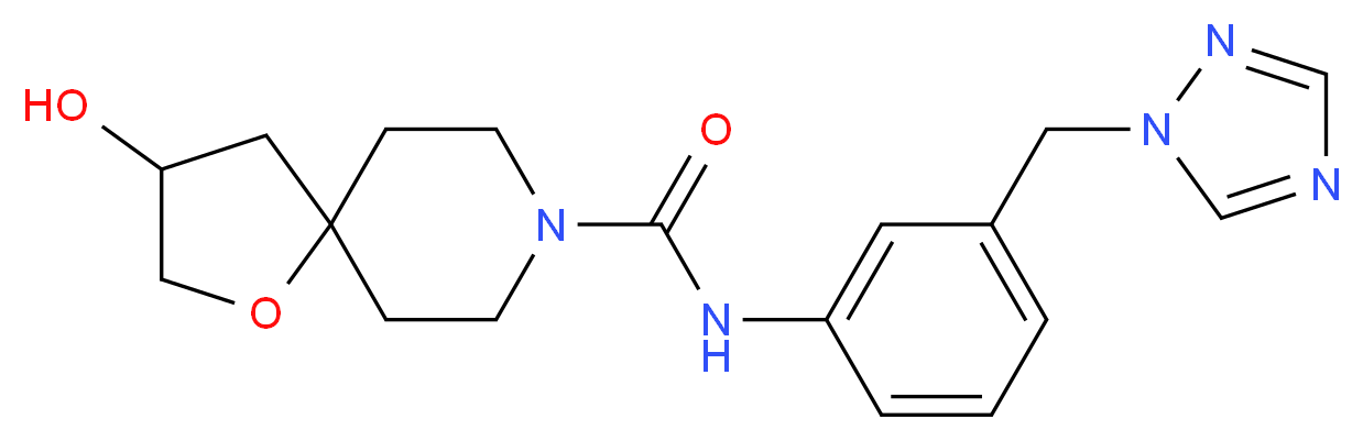 3-hydroxy-N-[3-(1H-1,2,4-triazol-1-ylmethyl)phenyl]-1-oxa-8-azaspiro[4.5]decane-8-carboxamide_Molecular_structure_CAS_)