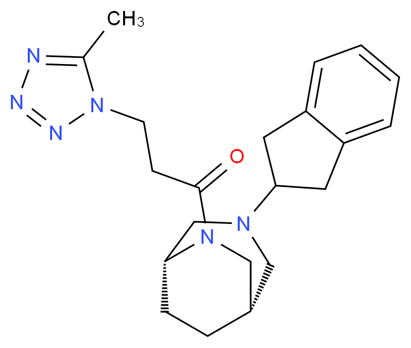 (1S*,5R*)-3-(2,3-dihydro-1H-inden-2-yl)-6-[3-(5-methyl-1H-tetrazol-1-yl)propanoyl]-3,6-diazabicyclo[3.2.2]nonane_Molecular_structure_CAS_)