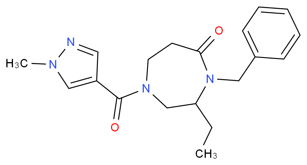 4-benzyl-3-ethyl-1-[(1-methyl-1H-pyrazol-4-yl)carbonyl]-1,4-diazepan-5-one_Molecular_structure_CAS_)