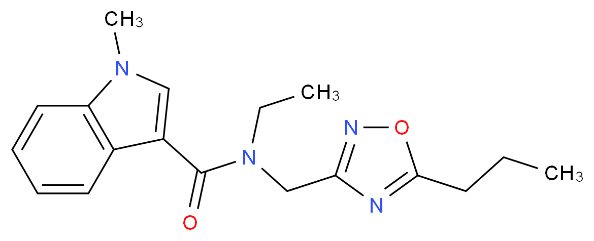 N-ethyl-1-methyl-N-[(5-propyl-1,2,4-oxadiazol-3-yl)methyl]-1H-indole-3-carboxamide_Molecular_structure_CAS_)
