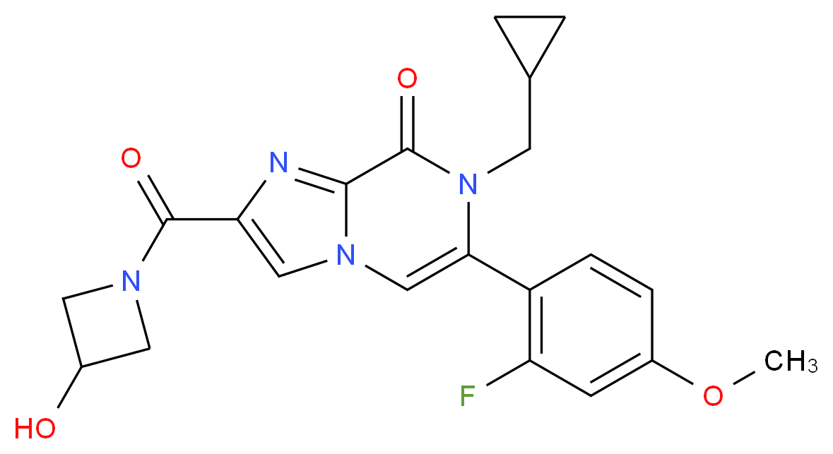 7-(cyclopropylmethyl)-6-(2-fluoro-4-methoxyphenyl)-2-[(3-hydroxyazetidin-1-yl)carbonyl]imidazo[1,2-a]pyrazin-8(7H)-one_Molecular_structure_CAS_)
