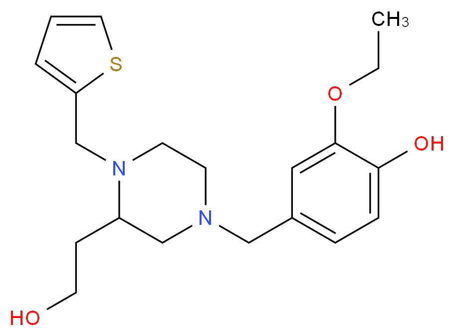 2-ethoxy-4-{[3-(2-hydroxyethyl)-4-(2-thienylmethyl)-1-piperazinyl]methyl}phenol_Molecular_structure_CAS_)