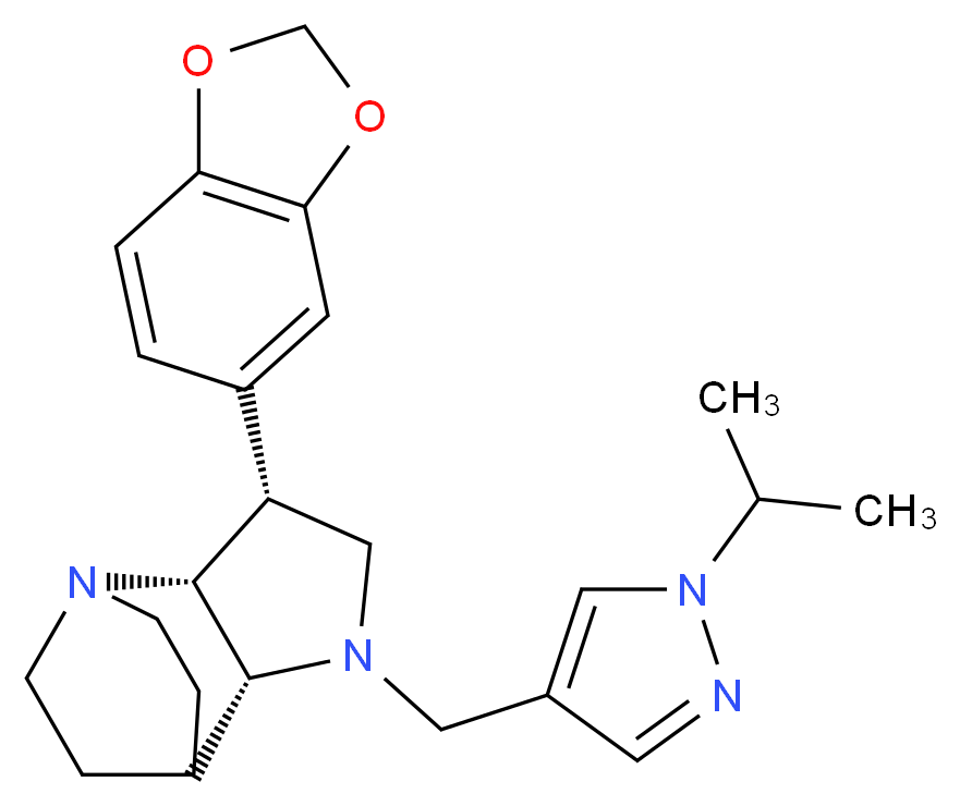 (3R*,3aR*,7aR*)-3-(1,3-benzodioxol-5-yl)-1-[(1-isopropyl-1H-pyrazol-4-yl)methyl]octahydro-4,7-ethanopyrrolo[3,2-b]pyridine_Molecular_structure_CAS_)