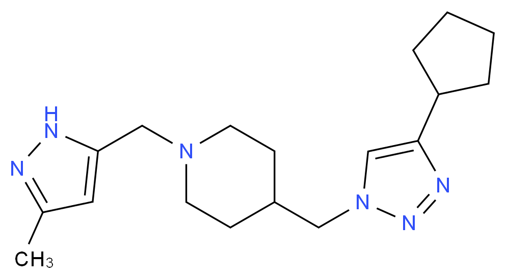 4-[(4-cyclopentyl-1H-1,2,3-triazol-1-yl)methyl]-1-[(3-methyl-1H-pyrazol-5-yl)methyl]piperidine_Molecular_structure_CAS_)