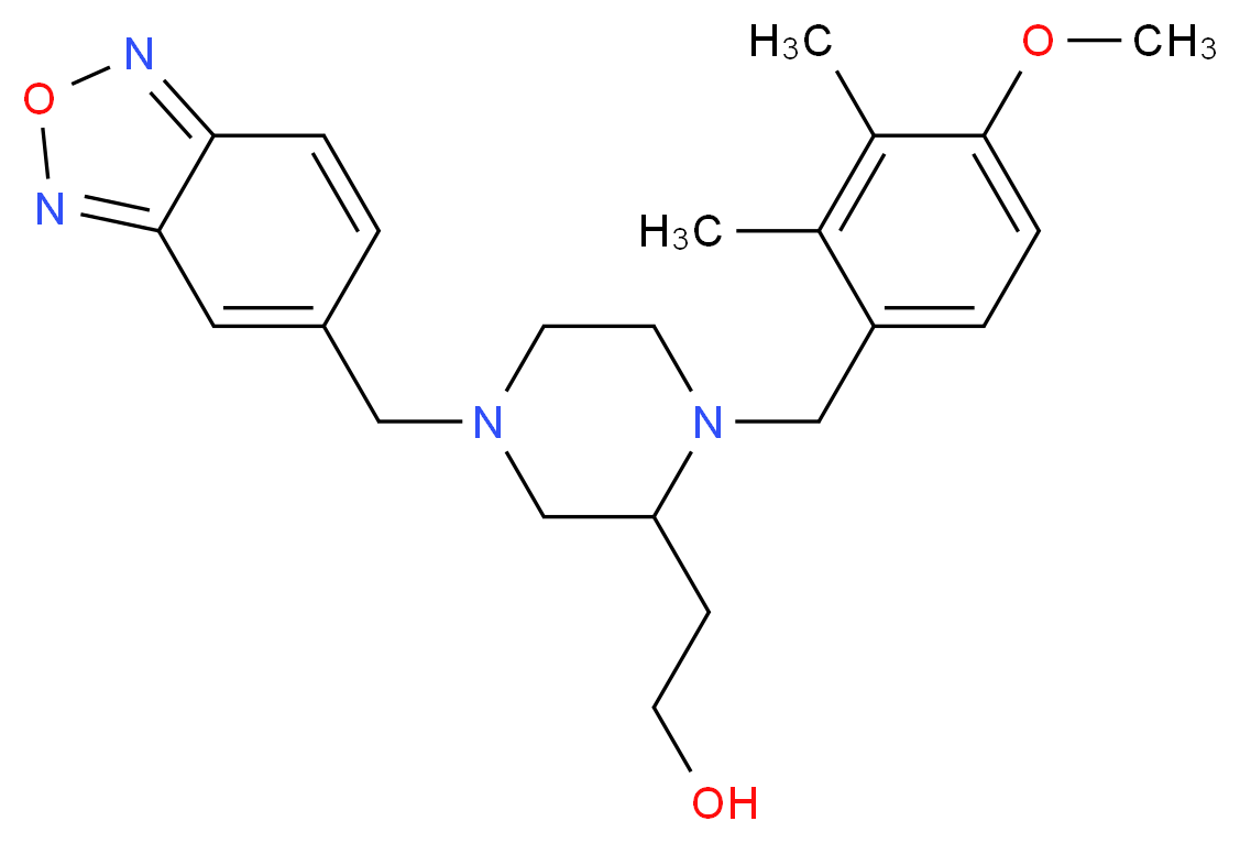 2-[4-(2,1,3-benzoxadiazol-5-ylmethyl)-1-(4-methoxy-2,3-dimethylbenzyl)-2-piperazinyl]ethanol_Molecular_structure_CAS_)