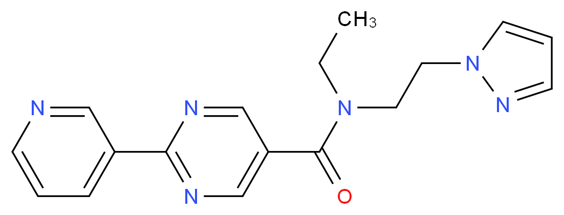 N-ethyl-N-[2-(1H-pyrazol-1-yl)ethyl]-2-(3-pyridinyl)-5-pyrimidinecarboxamide_Molecular_structure_CAS_)