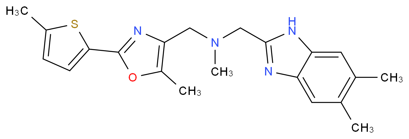 1-(5,6-dimethyl-1H-benzimidazol-2-yl)-N-methyl-N-{[5-methyl-2-(5-methyl-2-thienyl)-1,3-oxazol-4-yl]methyl}methanamine_Molecular_structure_CAS_)