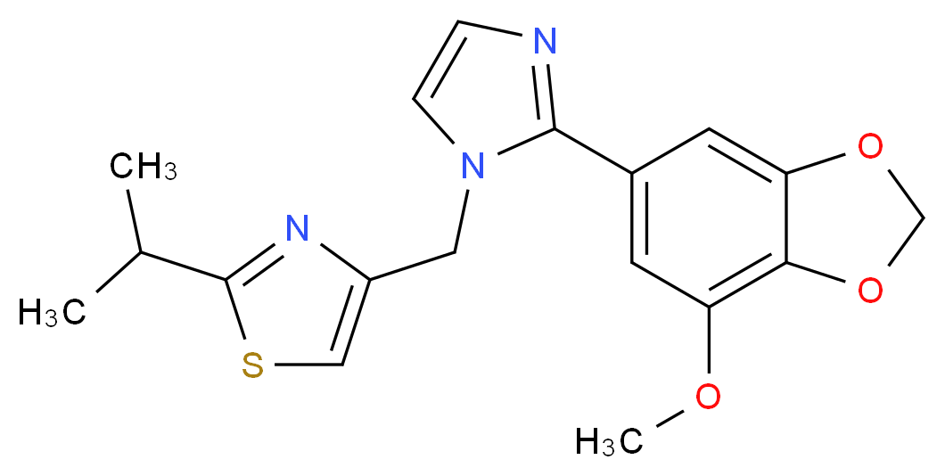 2-isopropyl-4-{[2-(7-methoxy-1,3-benzodioxol-5-yl)-1H-imidazol-1-yl]methyl}-1,3-thiazole_Molecular_structure_CAS_)