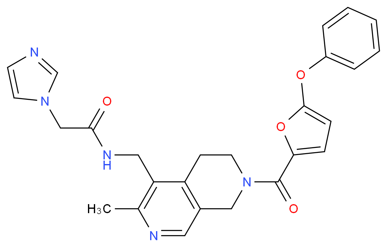 2-(1H-imidazol-1-yl)-N-{[3-methyl-7-(5-phenoxy-2-furoyl)-5,6,7,8-tetrahydro-2,7-naphthyridin-4-yl]methyl}acetamide_Molecular_structure_CAS_)