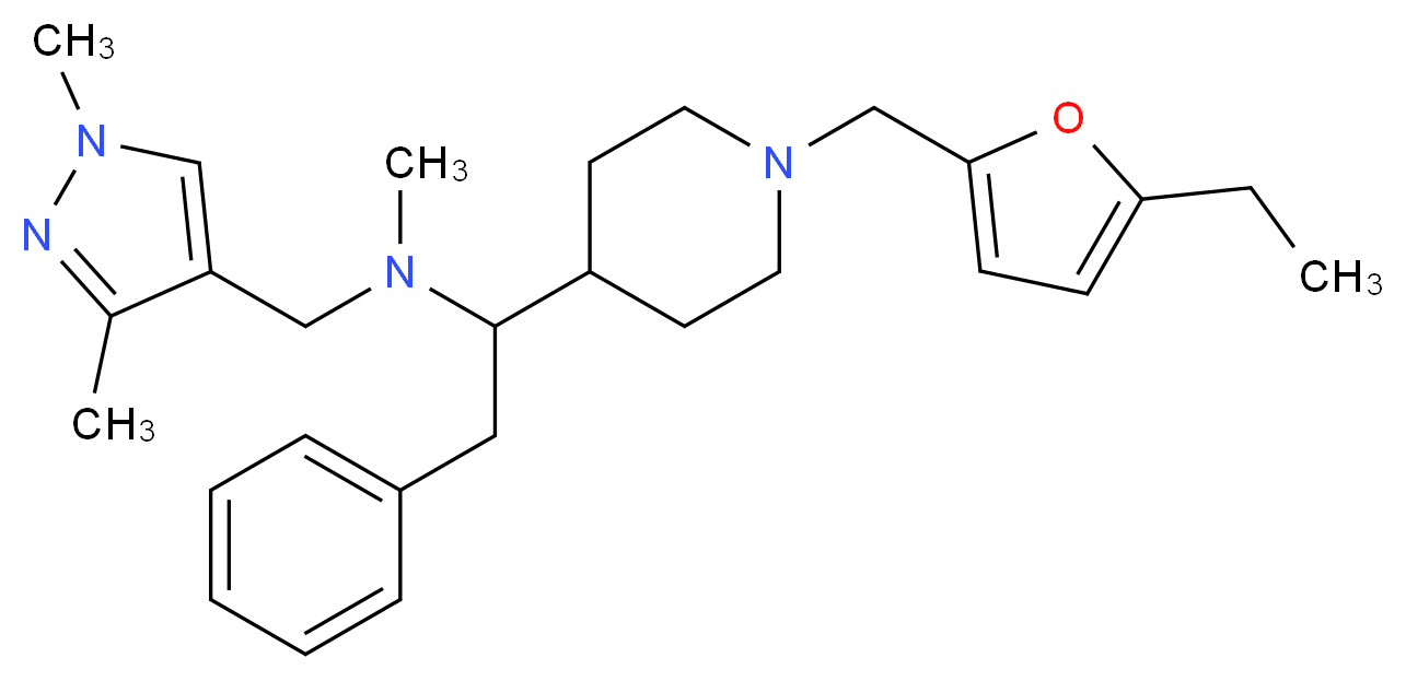 N-[(1,3-dimethyl-1H-pyrazol-4-yl)methyl]-1-{1-[(5-ethyl-2-furyl)methyl]-4-piperidinyl}-N-methyl-2-phenylethanamine_Molecular_structure_CAS_)