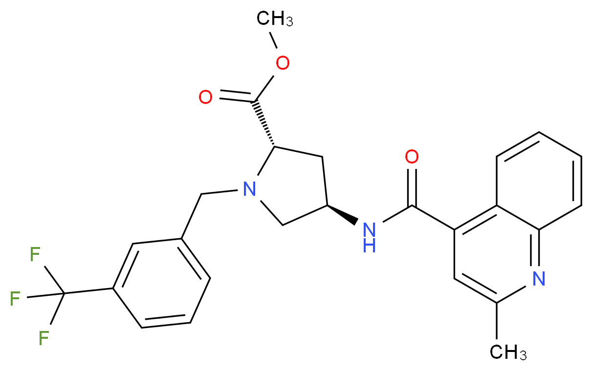 methyl (4R)-4-{[(2-methyl-4-quinolinyl)carbonyl]amino}-1-[3-(trifluoromethyl)benzyl]-L-prolinate_Molecular_structure_CAS_)