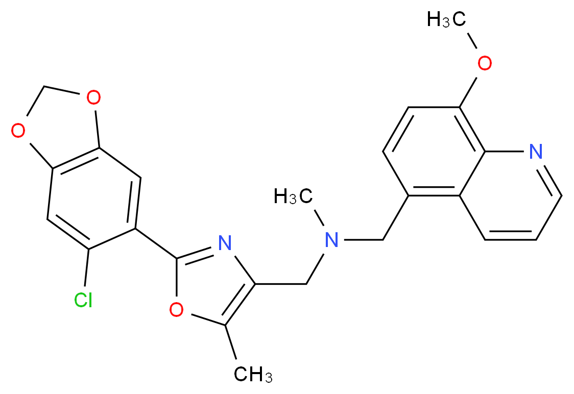 1-[2-(6-chloro-1,3-benzodioxol-5-yl)-5-methyl-1,3-oxazol-4-yl]-N-[(8-methoxy-5-quinolinyl)methyl]-N-methylmethanamine_Molecular_structure_CAS_)