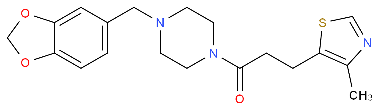 1-(1,3-benzodioxol-5-ylmethyl)-4-[3-(4-methyl-1,3-thiazol-5-yl)propanoyl]piperazine_Molecular_structure_CAS_)