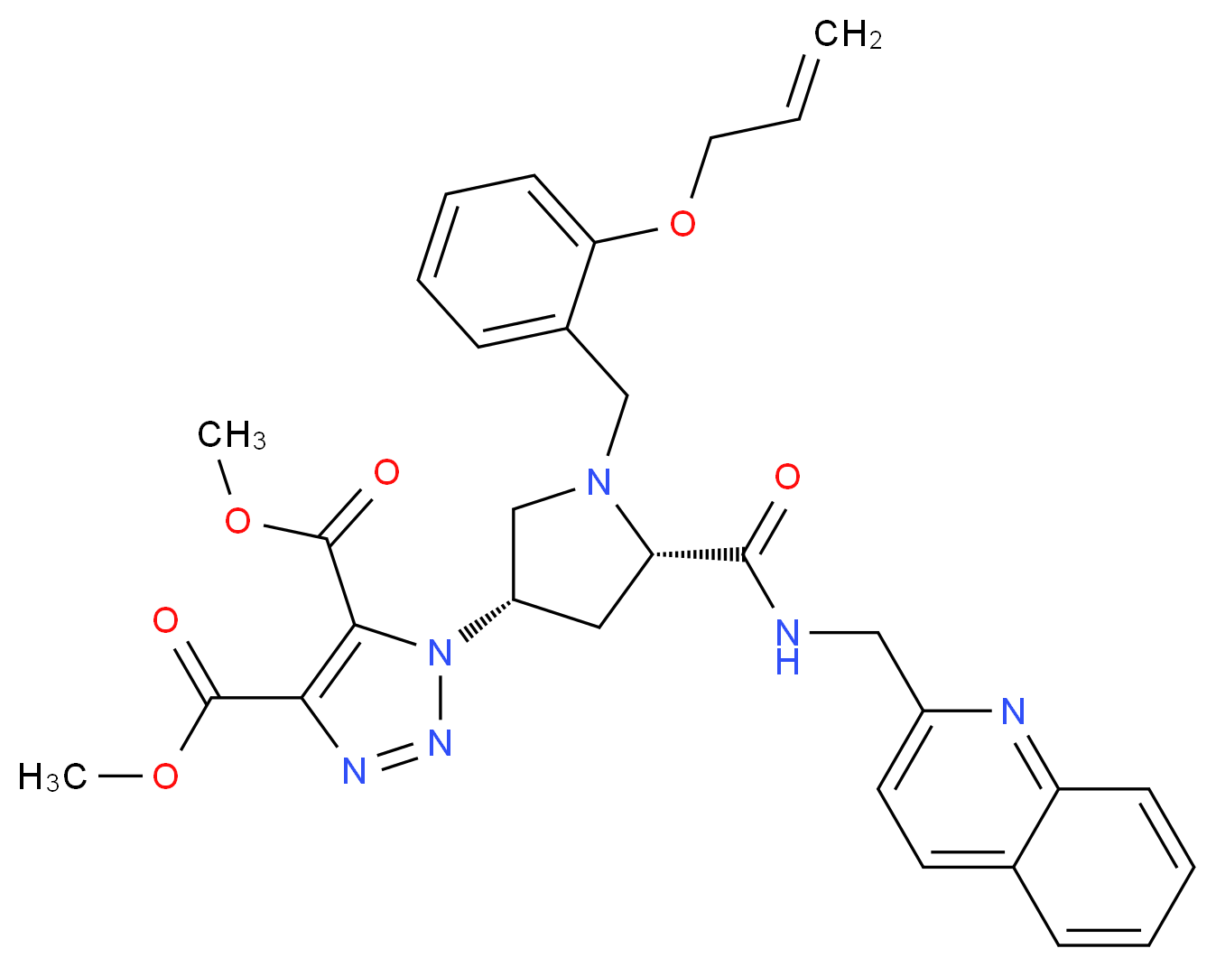 dimethyl 1-((3S,5S)-1-[2-(allyloxy)benzyl]-5-{[(2-quinolinylmethyl)amino]carbonyl}-3-pyrrolidinyl)-1H-1,2,3-triazole-4,5-dicarboxylate_Molecular_structure_CAS_)