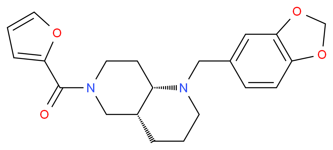 (4aR*,8aS*)-1-(1,3-benzodioxol-5-ylmethyl)-6-(2-furoyl)decahydro-1,6-naphthyridine_Molecular_structure_CAS_)