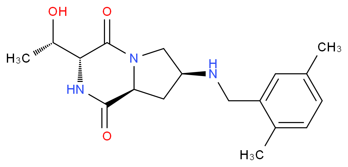 (3R,7S,8aS)-7-[(2,5-dimethylbenzyl)amino]-3-[(1S)-1-hydroxyethyl]hexahydropyrrolo[1,2-a]pyrazine-1,4-dione_Molecular_structure_CAS_)