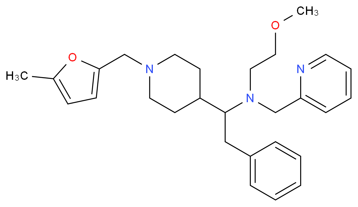 (2-methoxyethyl)(1-{1-[(5-methyl-2-furyl)methyl]-4-piperidinyl}-2-phenylethyl)(2-pyridinylmethyl)amine_Molecular_structure_CAS_)