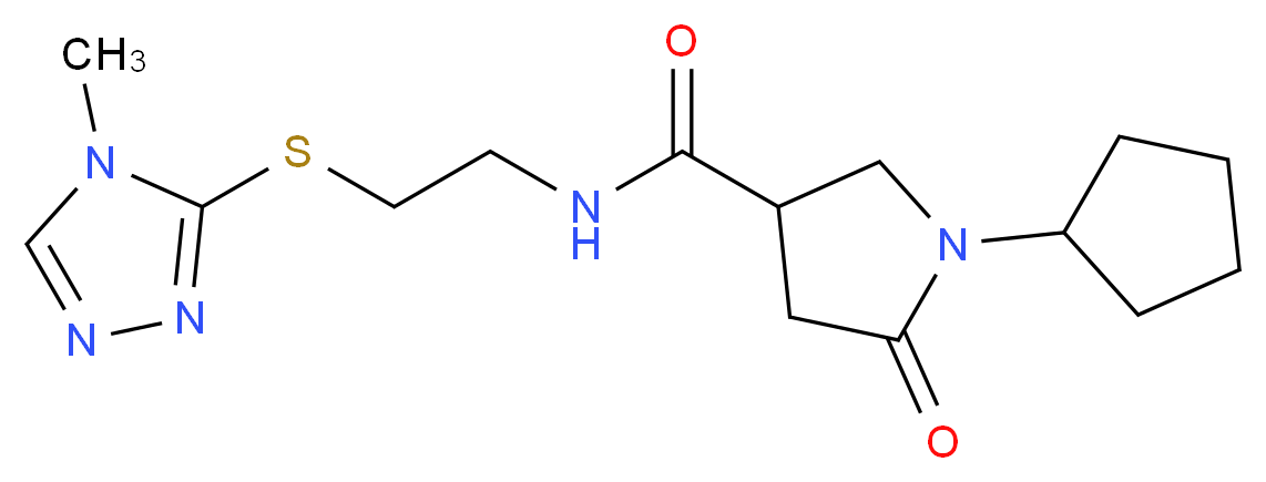 1-cyclopentyl-N-{2-[(4-methyl-4H-1,2,4-triazol-3-yl)thio]ethyl}-5-oxo-3-pyrrolidinecarboxamide_Molecular_structure_CAS_)