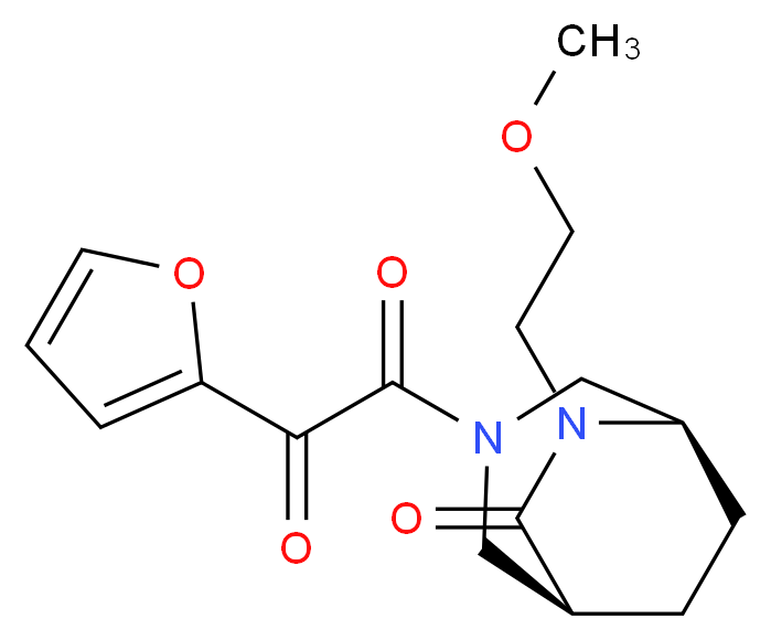 (1S*,5R*)-3-[2-furyl(oxo)acetyl]-6-(2-methoxyethyl)-3,6-diazabicyclo[3.2.2]nonan-7-one_Molecular_structure_CAS_)