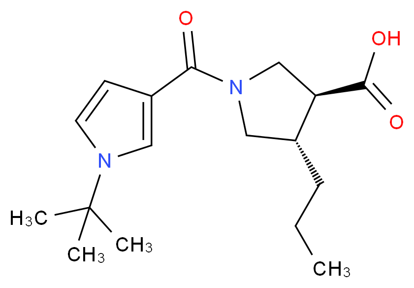 (3S*,4S*)-1-[(1-tert-butyl-1H-pyrrol-3-yl)carbonyl]-4-propylpyrrolidine-3-carboxylic acid_Molecular_structure_CAS_)