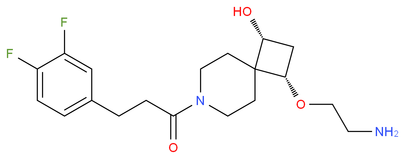 (1R*,3S*)-3-(2-aminoethoxy)-7-[3-(3,4-difluorophenyl)propanoyl]-7-azaspiro[3.5]nonan-1-ol_Molecular_structure_CAS_)