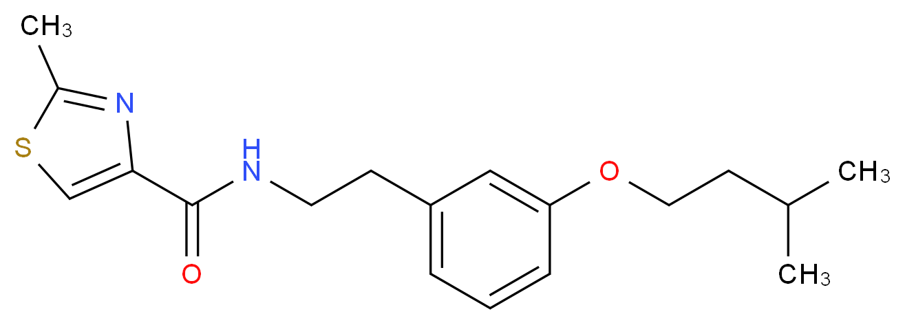 2-methyl-N-{2-[3-(3-methylbutoxy)phenyl]ethyl}-1,3-thiazole-4-carboxamide_Molecular_structure_CAS_)