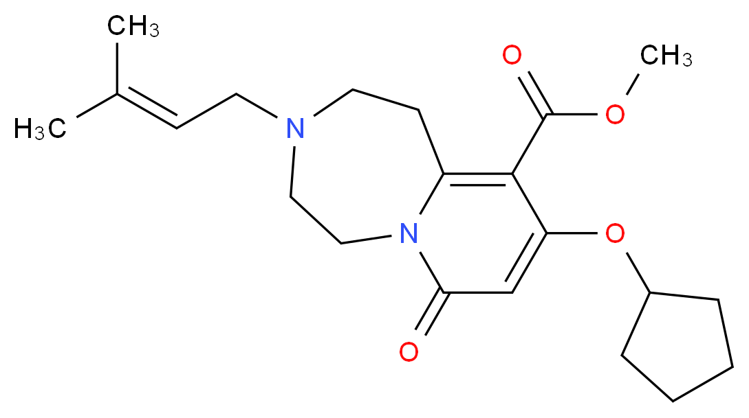methyl 9-(cyclopentyloxy)-3-(3-methyl-2-buten-1-yl)-7-oxo-1,2,3,4,5,7-hexahydropyrido[1,2-d][1,4]diazepine-10-carboxylate_Molecular_structure_CAS_)