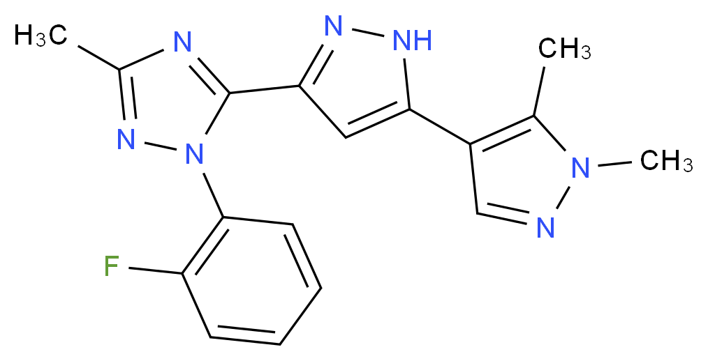 5-[1-(2-fluorophenyl)-3-methyl-1H-1,2,4-triazol-5-yl]-1',5'-dimethyl-1'H,2H-3,4'-bipyrazole_Molecular_structure_CAS_)
