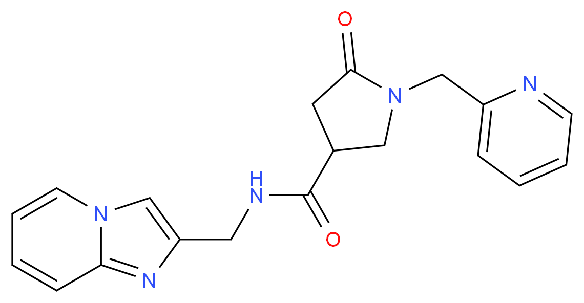 N-(imidazo[1,2-a]pyridin-2-ylmethyl)-5-oxo-1-(pyridin-2-ylmethyl)pyrrolidine-3-carboxamide_Molecular_structure_CAS_)