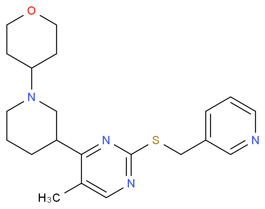 5-methyl-2-[(3-pyridinylmethyl)thio]-4-[1-(tetrahydro-2H-pyran-4-yl)-3-piperidinyl]pyrimidine_Molecular_structure_CAS_)